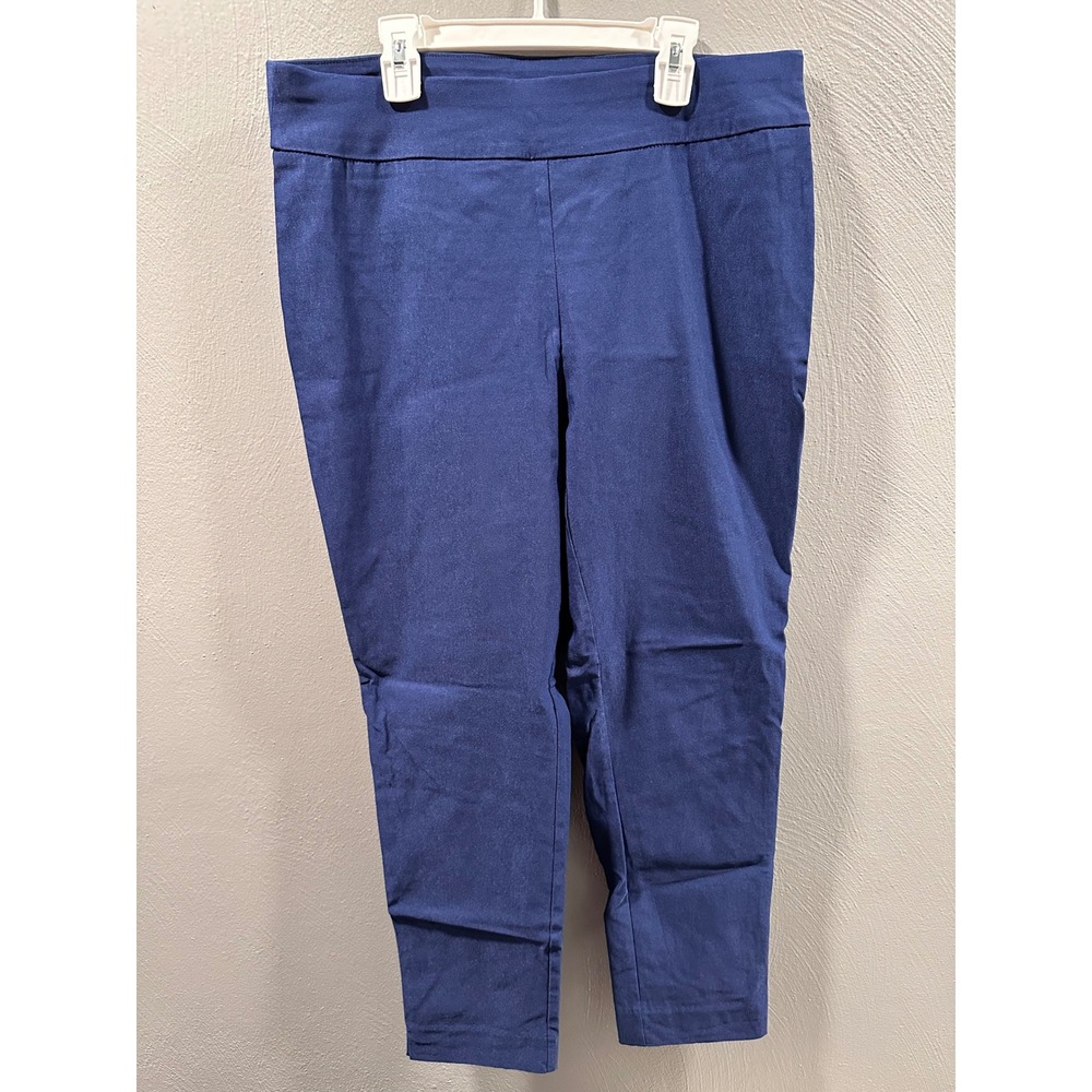 Chicos So Slimming Ankle Pants Navy Blue Stretch Pull On Trousers Size 1.5 L